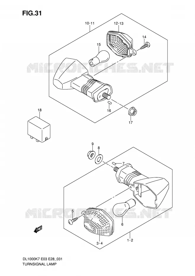 CLIGNOTANTS Suzuki MOTO 1000 V-STROM 2007  DL1000K7(E3/E28)