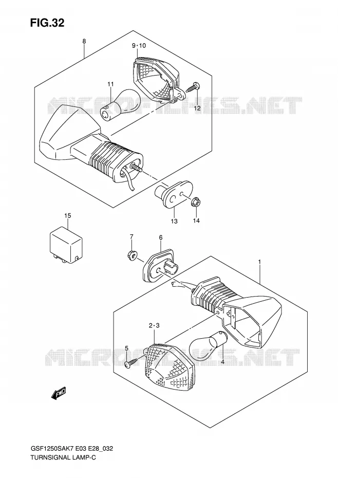 CLIGNOTANTS Suzuki MOTO 1250 BANDIT-S 2008  GSF1250SAK8(E3/E28)