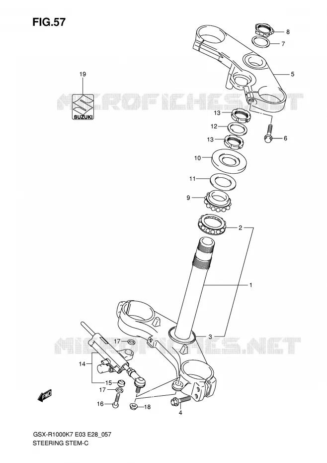 COLONNE DE DIRECTION Suzuki MOTO 1000 GSX-R 2008  GSX-R1000 K8 (E03)