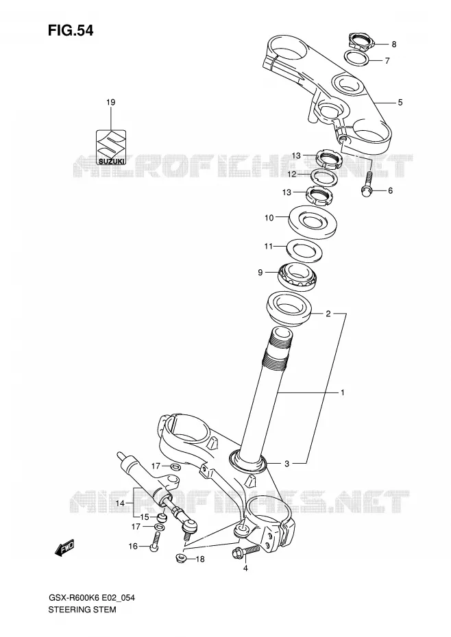 COLONNE DE DIRECTION Suzuki MOTO 600 GSX-R 2006  GSX-R600U3K6(E2)
