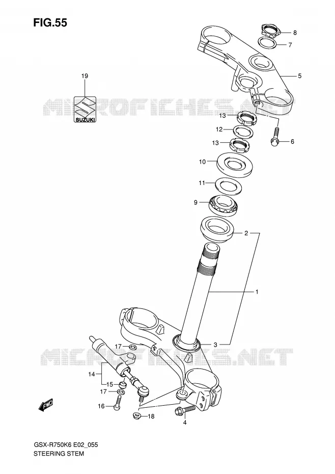 COLONNE DE DIRECTION Suzuki MOTO 750 GSX-R 2007  GSX-R750K7(E2)