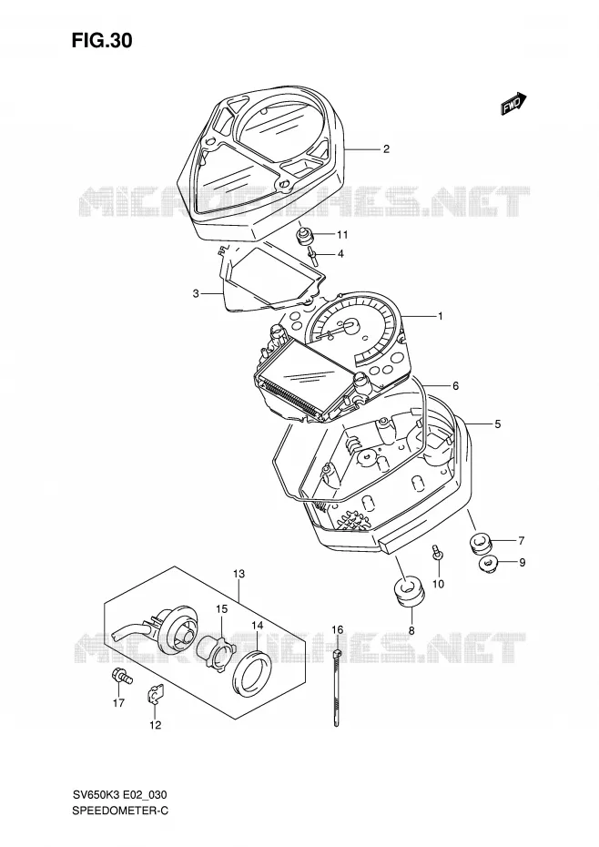 COMPTEUR (SV650SK3/SK4/SUK3/SUK4) Suzuki MOTO 650 SV 2003  SV650UK3(E2)