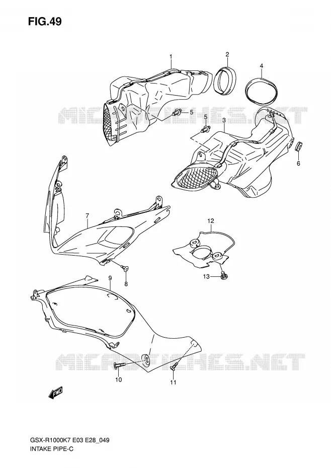 CONDUIT D'ADMISSION Suzuki MOTO 1000 GSX-R 2007  GSX-R1000 K7 (E33)