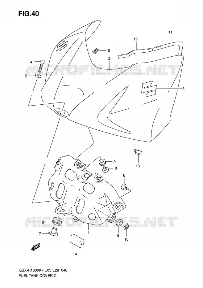 COUVRE RESERVOIR (MODEL K7) Suzuki MOTO 1000 GSX-R 2008  GSX-R1000 K8 (E03)