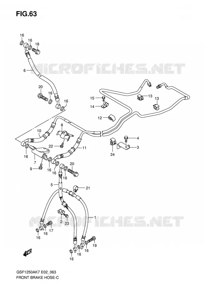 DURITE DE FREIN AVANT (GSF1250AK7/SAK7/AK8/SAK8/AK9/SAK9/SAZK9/SAL0) Suzuki MOTO 1250 BANDIT-N 2008  GSF1250K8(E2)