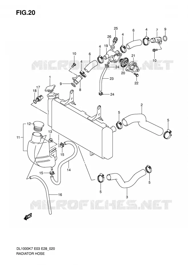DURITE DE RADIATEUR Suzuki MOTO 1000 V-STROM 2009  DL1000K9(E3/E28)