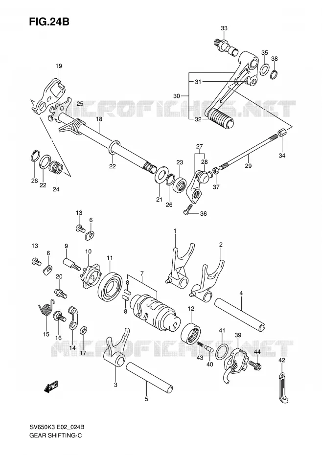 ENSEMBLE DE SELECTION DE VITESSES (MODEL K5/K6/K7) Suzuki MOTO 650 SV-S 2007  SV650SAK7(E2)