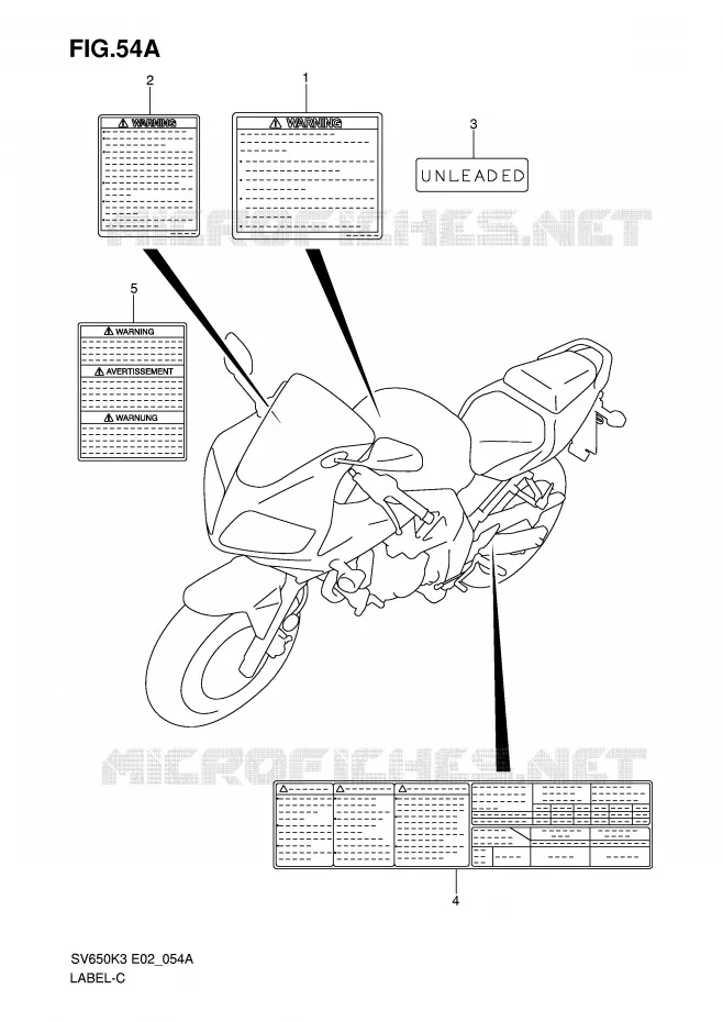 ETIQUETTE (MODEL K7) Suzuki MOTO 650 SV-S 2004  SV650SK4(E2)