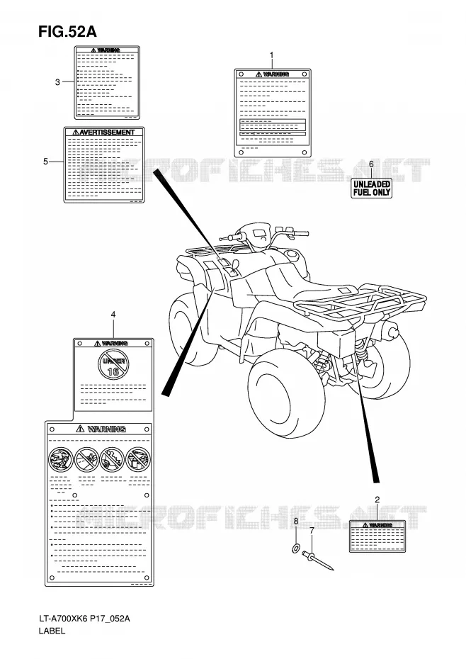ETIQUETTE (MODEL K7) Suzuki QUAD 700 KINGQUAD 2007  LT-A700XK7(P17)