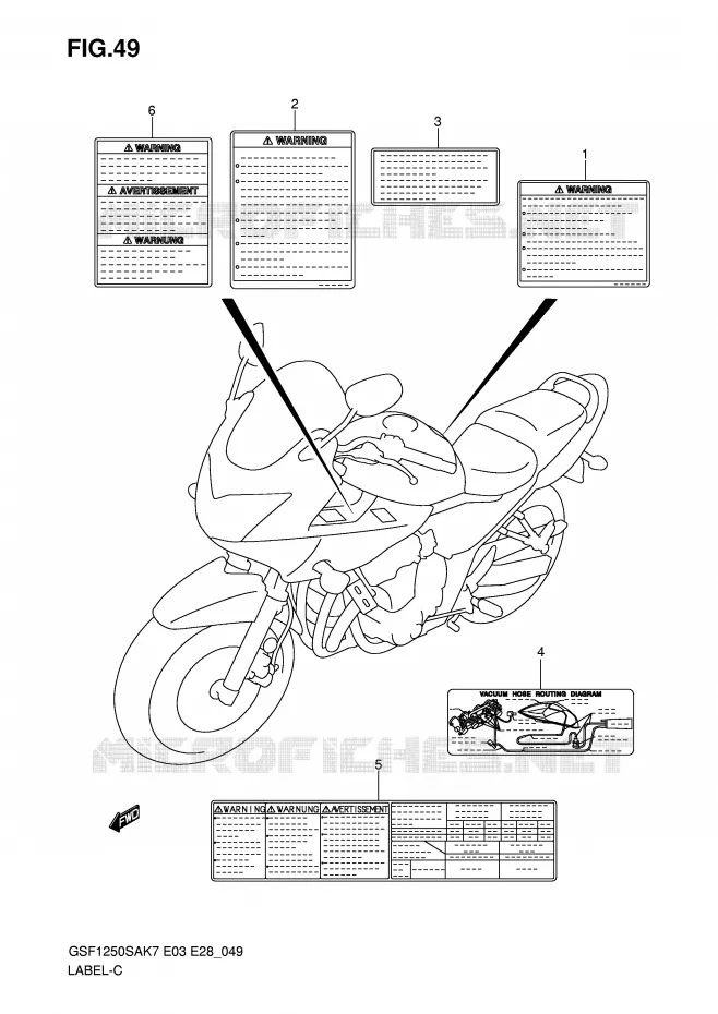 ETIQUETTE Suzuki MOTO 1250 BANDIT-S 2009  GSF1250SAK9(E3/E28)