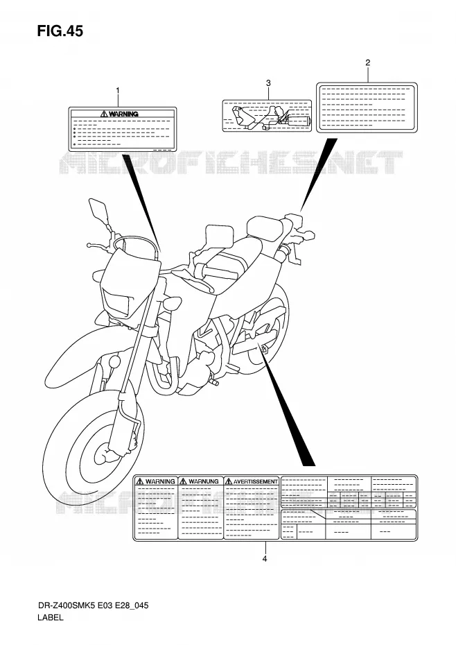 ETIQUETTE Suzuki MOTO 400 DR-Z 2007  DR-Z400SMK7(E3/E28)