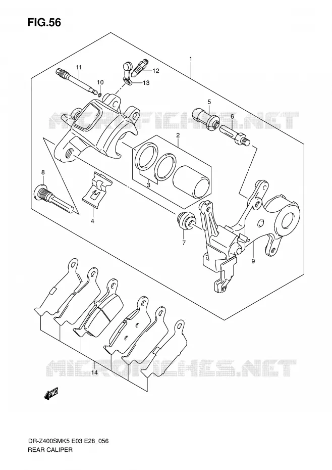 ETRIER DE FREIN ARRIERE Suzuki MOTO 400 DR-Z 2005  DR-Z400SMK5(E3/E28)