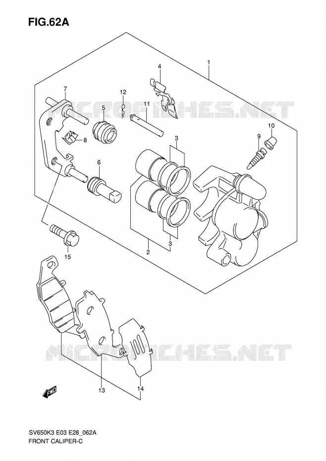 ETRIER DE FREIN AVANT (SV650AK7/SAK7) Suzuki MOTO 650 SV 2007  SV650K7/SK7(E3/E28)