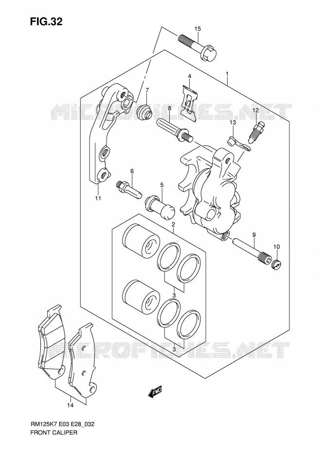 ETRIER DE FREIN AVANT Suzuki MOTO 125 RM 2007  RM125K7(E3/E28)