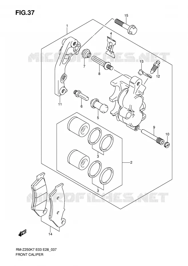 ETRIER DE FREIN AVANT Suzuki MOTO 250 RM-Z 2007  RM-Z250K7(E3/E28)