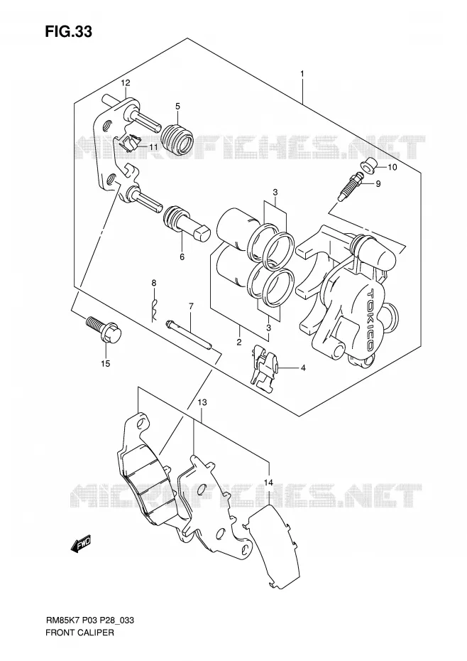 ETRIER DE FREIN AVANT Suzuki MOTO 85 RM 2010  RM85L0(P3/P28)