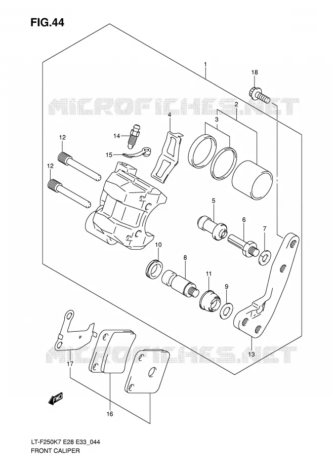 ETRIER DE FREIN AVANT Suzuki QUAD 250 OZARK 2008  LT-F250K8(E28/E33)