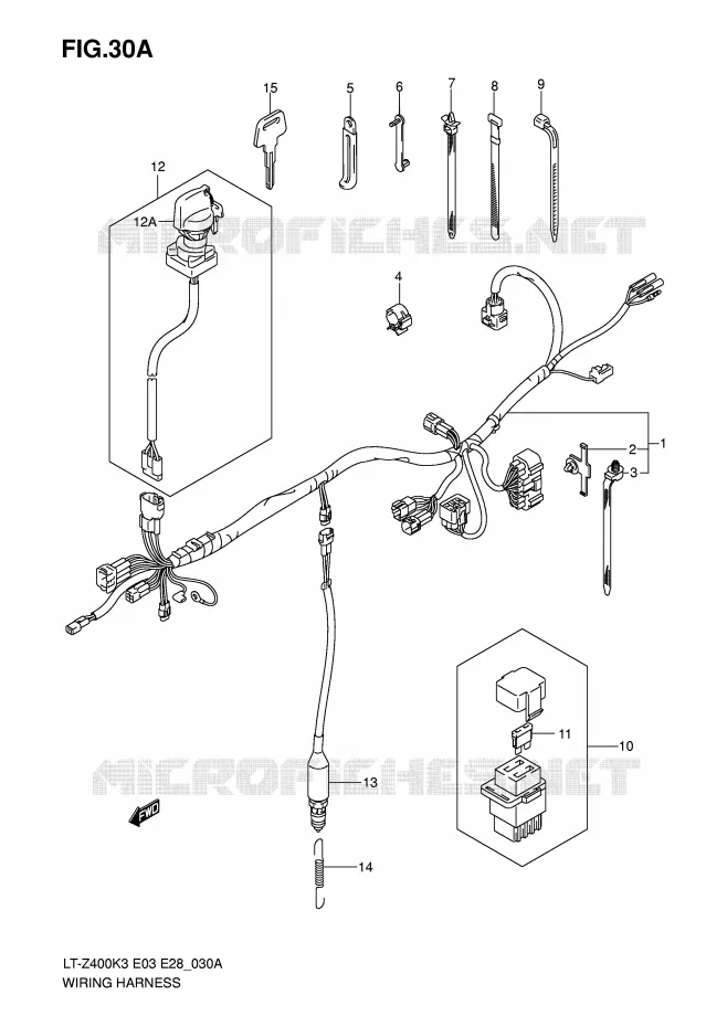 FAISCEAU ELECTRIQUE (MODELE K4) Suzuki QUAD 400 QUADSPORT 2004  LT-Z400K4(E3/E28)