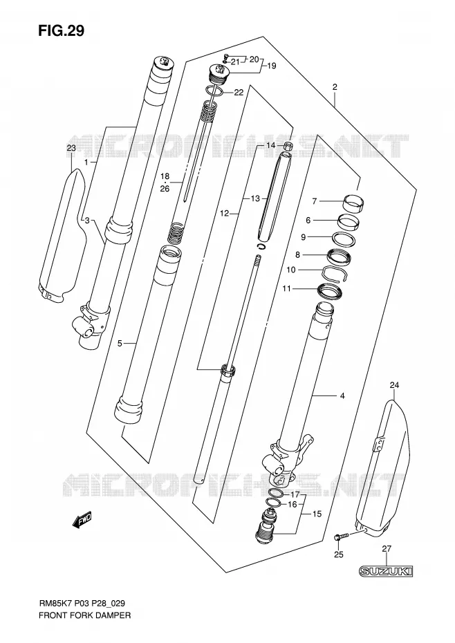 FOURCHE Suzuki MOTO 85 RM 2010  RM85LL0(P3/P28)