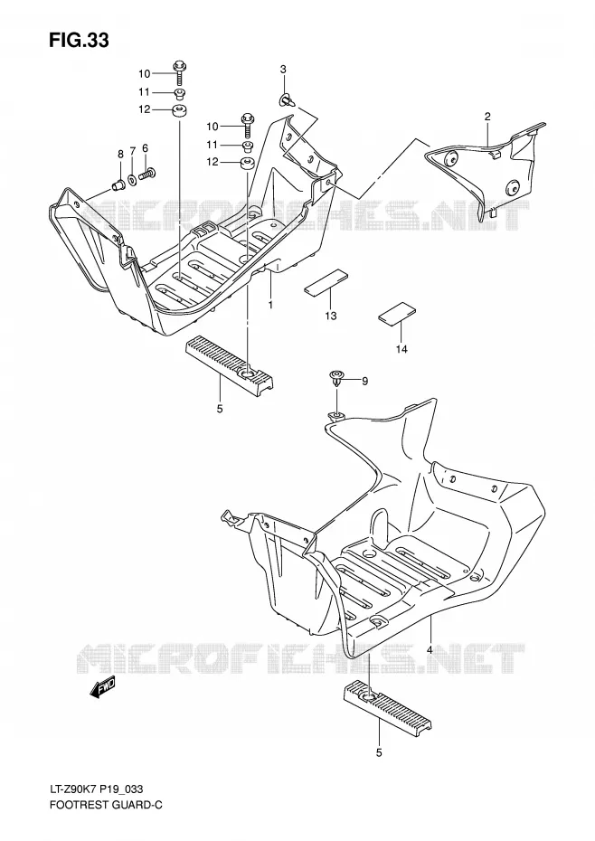 GARDE BOUE - REPOSE PIEDS Suzuki QUAD 90 QUADSPORT 2010  LT-Z90L0(P19)