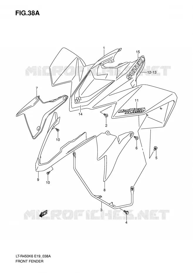 GARDE BOUE AVANT (MODEL K7) Suzuki QUAD 450 QUADRACER 2007  LT-R450K7(E19)