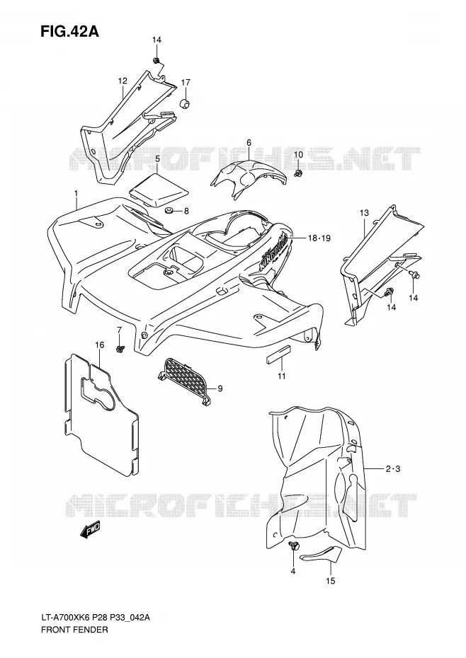GARDE BOUE AVANT (MODEL K7) Suzuki QUAD 700 KINGQUAD 2007  LT-A700XK7(P28/P33)