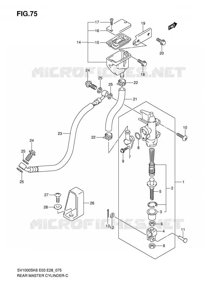MAITRE CYLINDRE ARRIERE Suzuki MOTO 1000 SV 2006  SV1000K6(E3/E28)