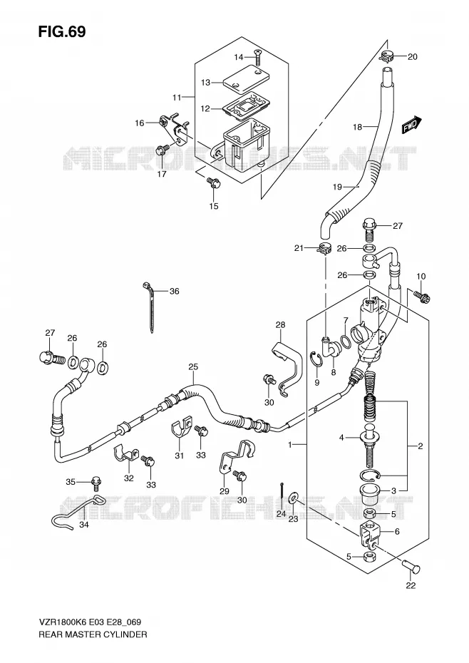 MAITRE CYLINDRE ARRIERE Suzuki MOTO 1800 INTRUDER 2009  VZR1800NK9(E3/E28)