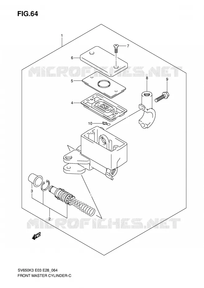 MAITRE CYLINDRE AVANT (SV650K3/K4/K5/K6/K7) Suzuki MOTO 650 SV 2003  SV650K3/SK3(E3/E28)
