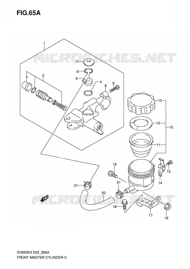 MAITRE CYLINDRE AVANT (SV650SAK7/SUAK7) Suzuki MOTO 650 SV-S 2003  SV650SUK3(E2)