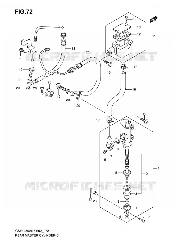 MAITRE CYLINDRE DE FREIN ARRIERE (GSF1250AK7/SAK7/AK8/SAK8/AK9/SAK9/SAZK9/SAL0) Suzuki MOTO 1250 BANDIT-S 2010  GSF1250SL0(E2)