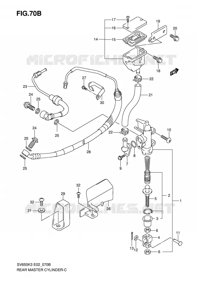 MAITRE CYLINDRE DE FREIN ARRIERE (SV650AK7/UAK7/SAK7/SUAK7) Suzuki MOTO 650 SV-S 2004  SV650SK4(E2)