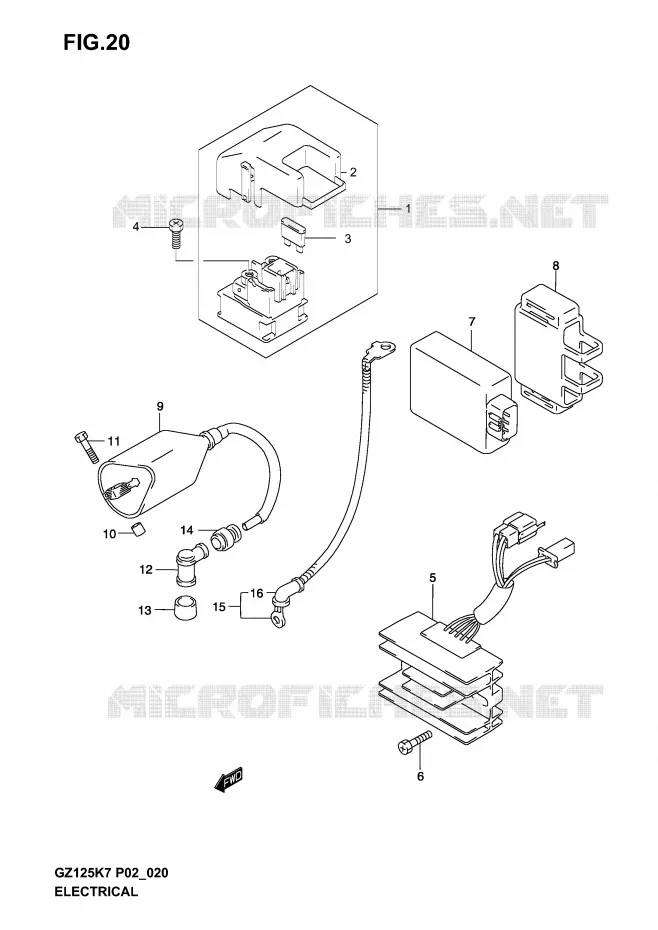 PARTIE ELECTRIQUE (MODEL K3/K4/K5/K6) Suzuki MOTO 125 MARAUDER 2007  GZ125K7(P02)