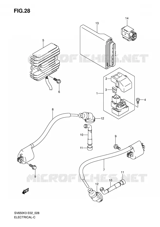 PARTIE ELECTRIQUE (MODEL K3/K4/K5/K6) Suzuki MOTO 650 SV 2003  SV650K3(E2)