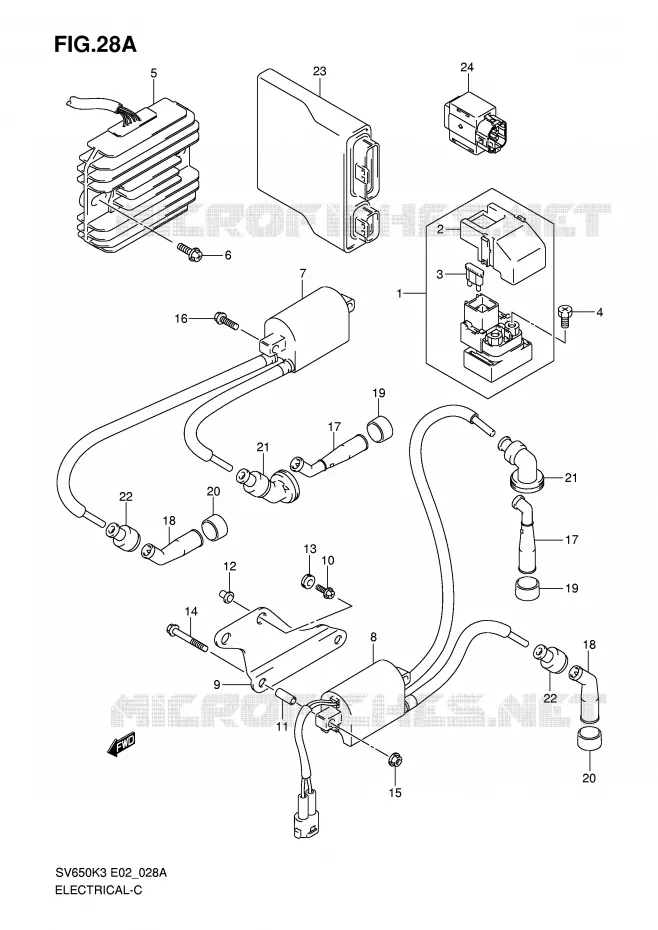 PARTIE ELECTRIQUE (MODEL K7) Suzuki MOTO 650 SV 2007  SV650K7