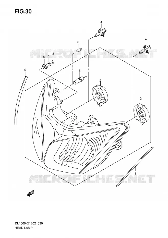 PHARE (E2) Suzuki MOTO 1000 V-STROM 2010  DL1000L0(P37)