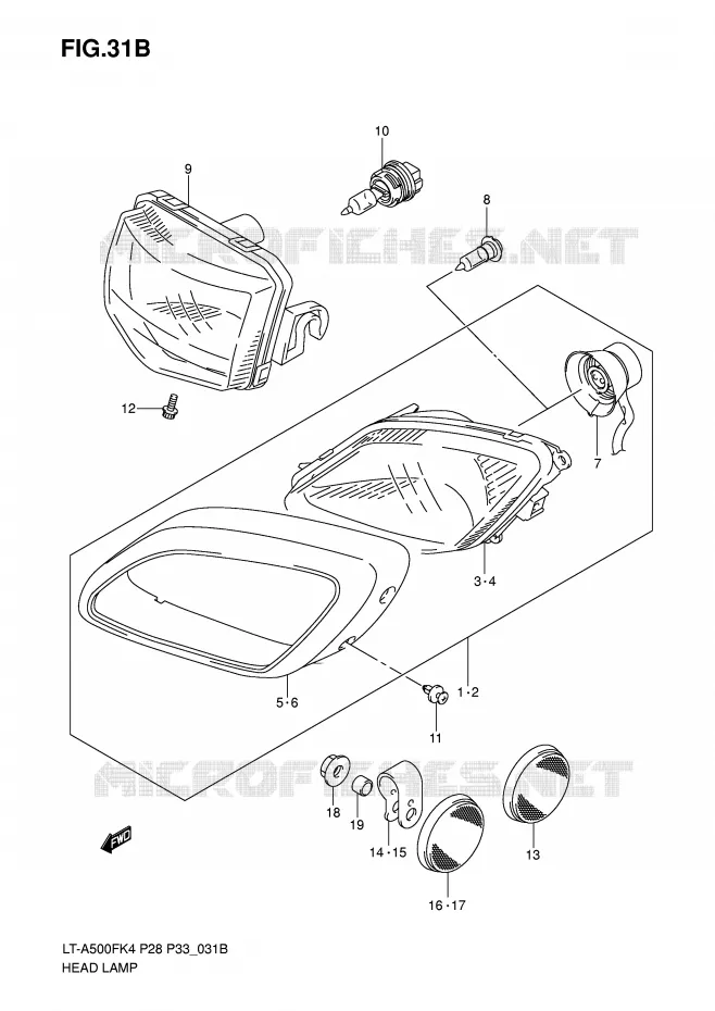 PHARE (MODEL K6/K7) Suzuki QUAD 500 KINGQUAD 2005  LT-A500FK5(P28/P33)