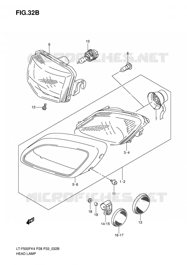 PHARE (MODEL K6/K7) Suzuki QUAD 500 VINSON 2005  LT-F500FK5(P28/P33)