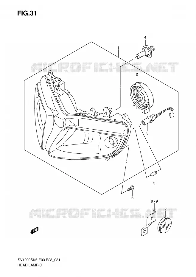 PHARE (SV1000S) Suzuki MOTO 1000 SV-S 2006  SV1000SK6(E3/E28)