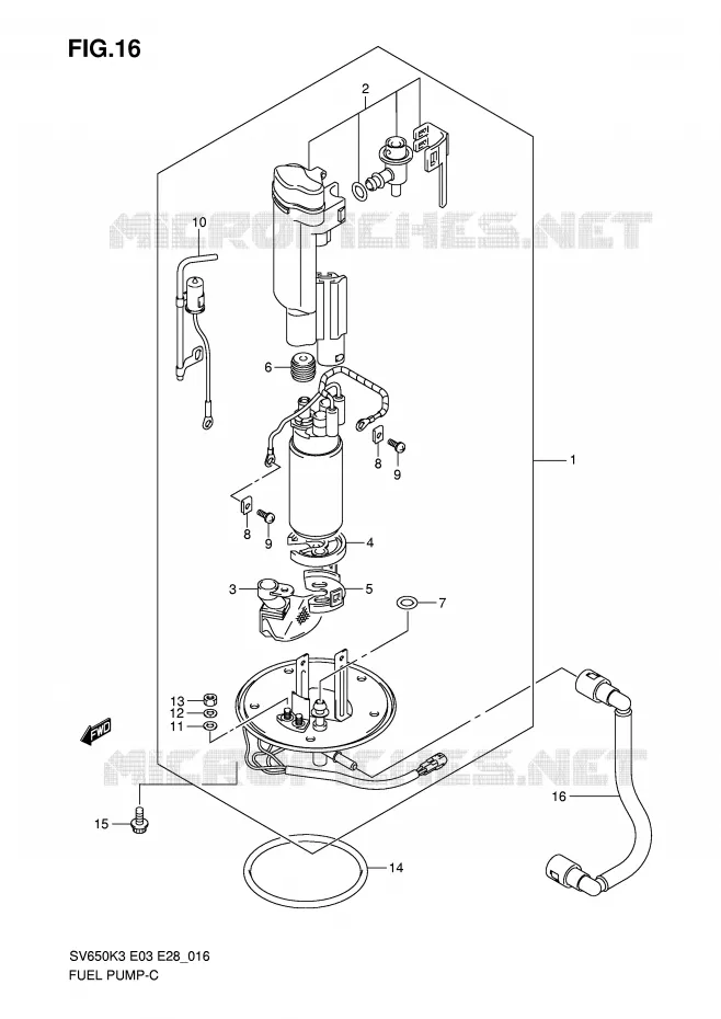 POMPE A ESSENCE (MODELE K3/K4) Suzuki MOTO 650 SV 2007  SV650AK7/SAK7(E3/E28)