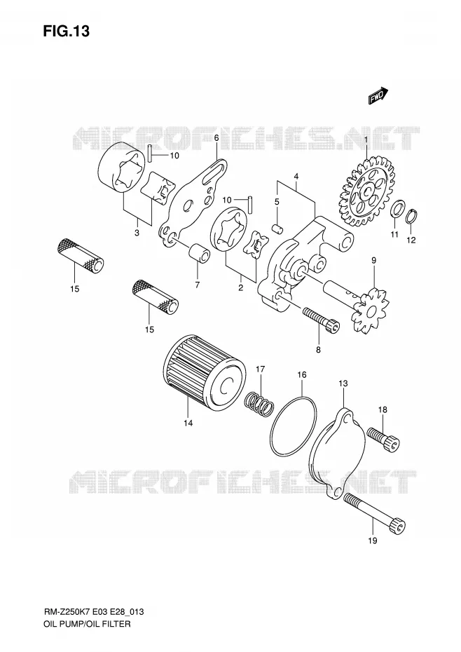 POMPE A HUILE - FILTRE A HUILE Suzuki MOTO 250 RM-Z 2007  RM-Z250K7(E3/E28)