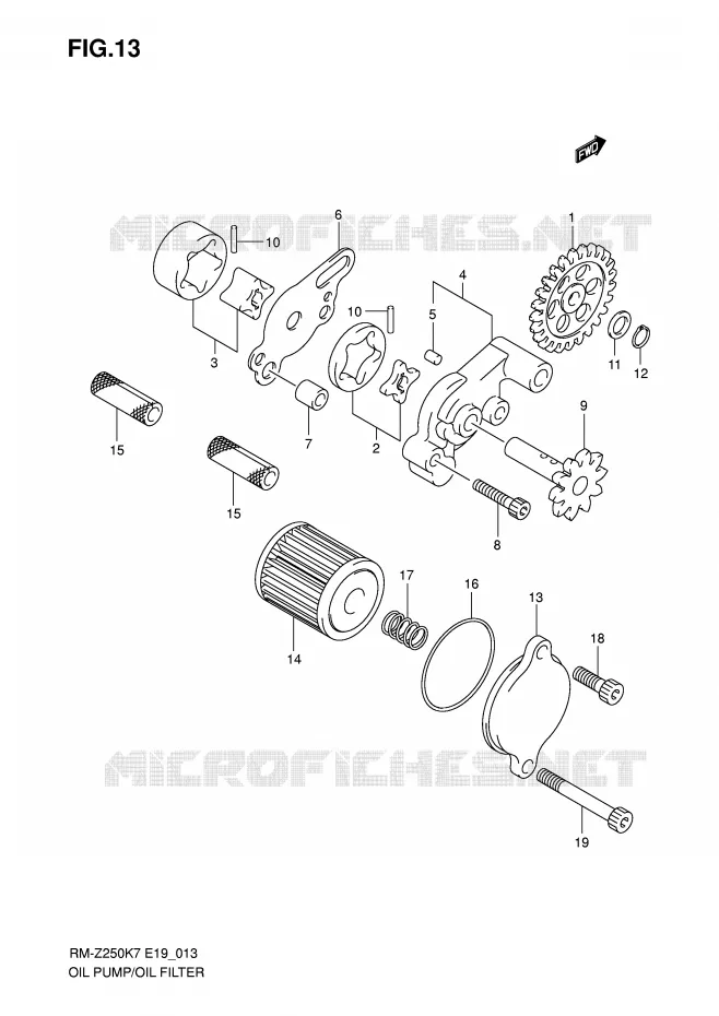 POMPE A HUILE - FILTRE A HUILE Suzuki MOTO 250 RM-Z 2009  RM-Z250K9(E19)