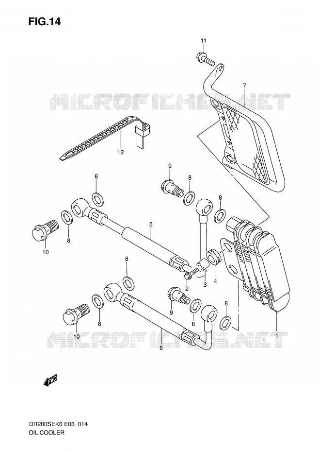 RADIATEUR D'HUILE Suzuki MOTO 200 DR 2010  DR200SEL0(E6)