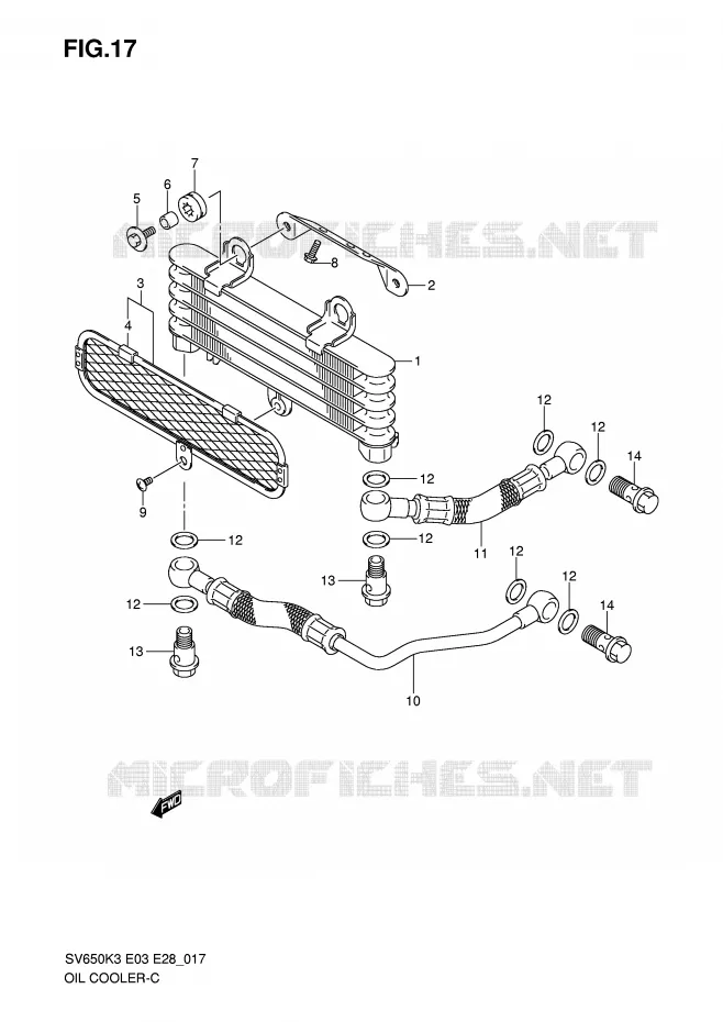 RADIATEUR D'HUILE Suzuki MOTO 650 SV-S 2006  SV650K6/SK6(E3/E28)