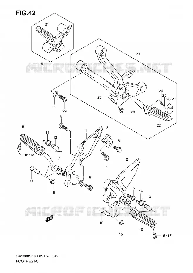 REPOSE PIED Suzuki MOTO 1000 SV 2007  SV1000SK7(E3/E28)