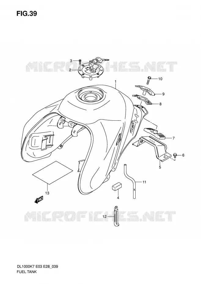 RESERVOIR D'ESSENCE (MODEL K7/K8) Suzuki MOTO 1000 V-STROM 2007  DL1000K7(E3/E28)