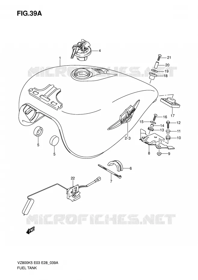 RESERVOIR D'ESSENCE (MODEL K7/K8) Suzuki MOTO 800 MARAUDER 2006  VZ800K6(E3/E28)