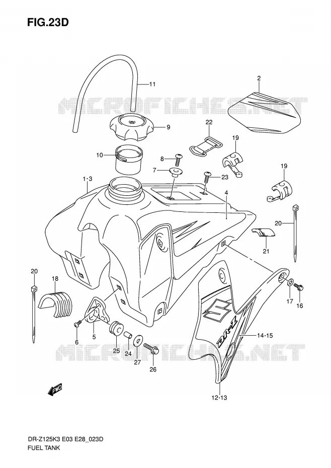 RESERVOIR D'ESSENCE (MODEL K7) Suzuki MOTO 125 DR-Z 2004  DR-Z125K4(E3/E28)