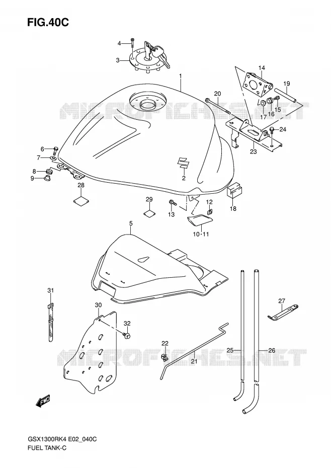 RESERVOIR D'ESSENCE (MODEL K7) Suzuki MOTO 1300 HAYABUSA 2006  GSX1300RK6(E2)