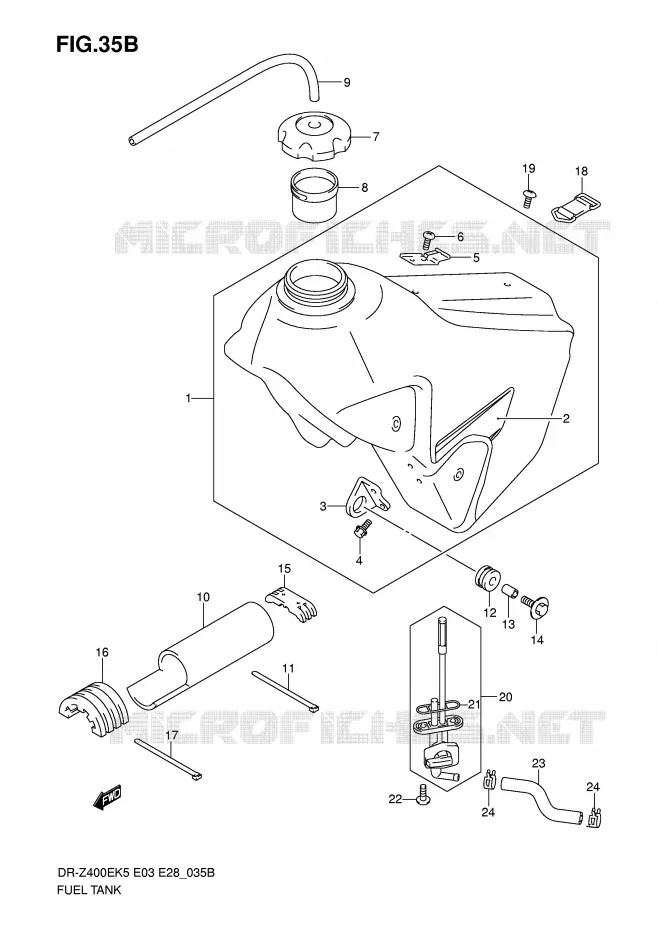 RESERVOIR D'ESSENCE (MODEL K7) Suzuki MOTO 400 DR-Z 2007  DR-Z400EK7(E3/E28)